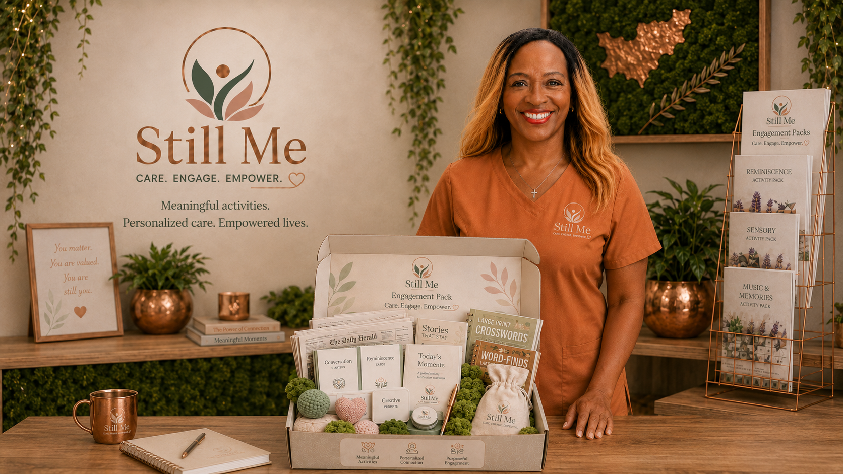 Christine Crowle, founder of Dominique Carrington Advisory, with the Still Me Engagement Pack